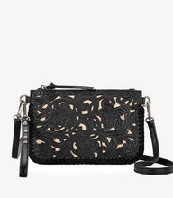 Load image into Gallery viewer, Trinity Ranch Tooled Wristlet/Crossbody in BLACK
