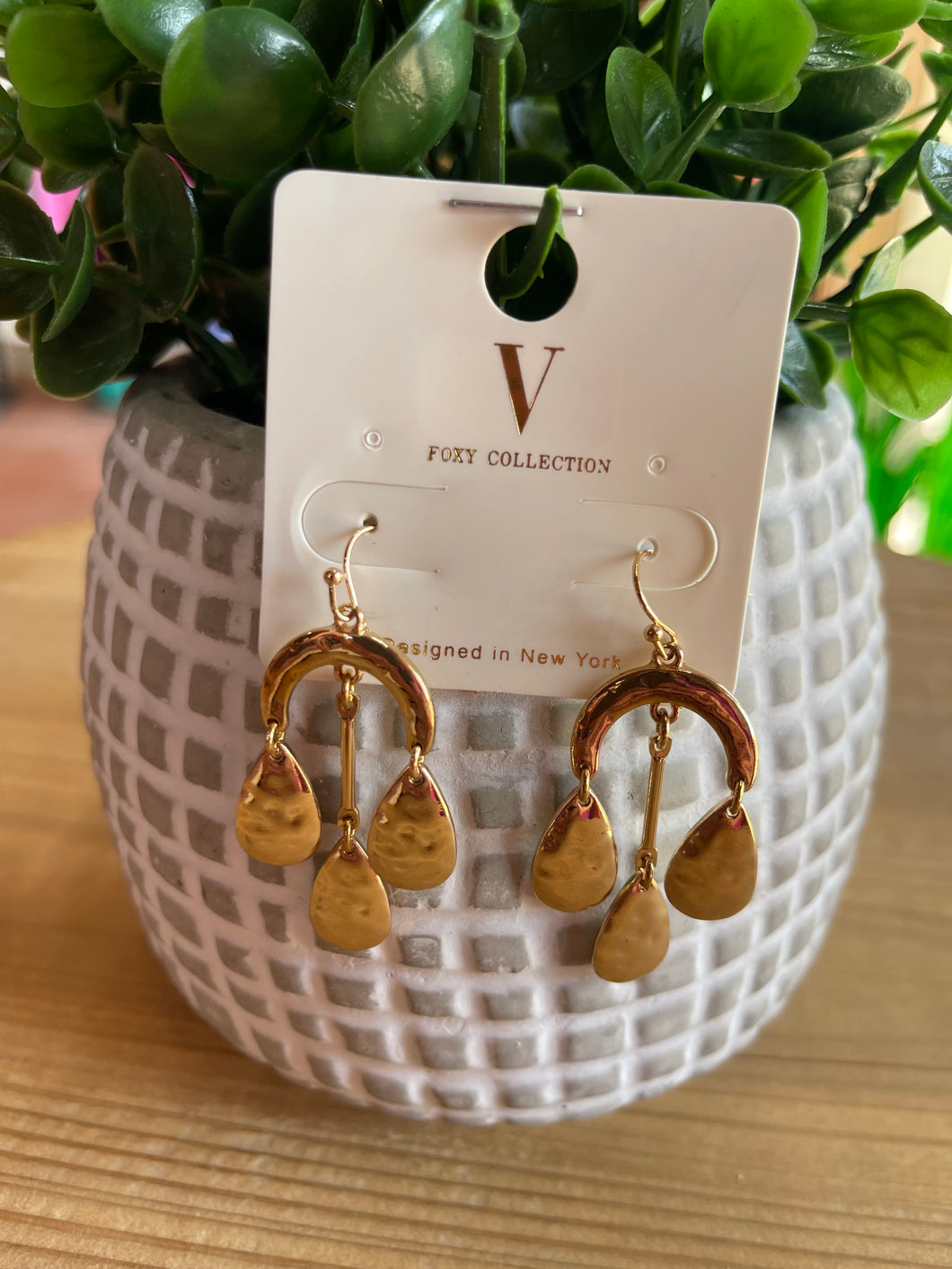 Gold multi teardrop earrings